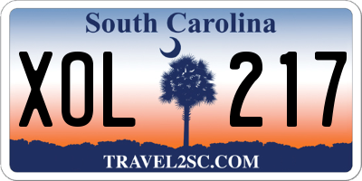 SC license plate XOL217