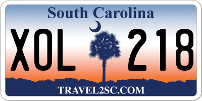 SC license plate XOL218