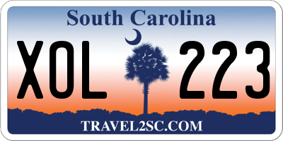 SC license plate XOL223