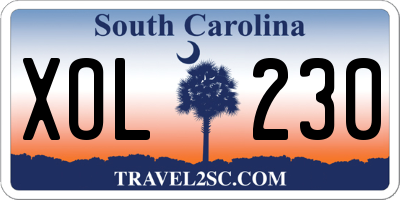 SC license plate XOL230