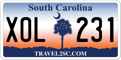 SC license plate XOL231