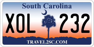 SC license plate XOL232