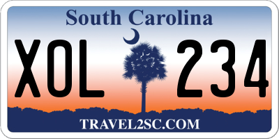 SC license plate XOL234