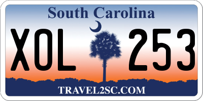SC license plate XOL253