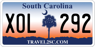 SC license plate XOL292