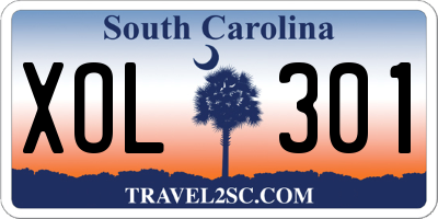 SC license plate XOL301