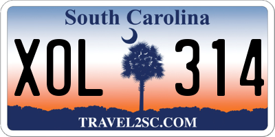 SC license plate XOL314