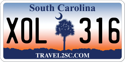 SC license plate XOL316