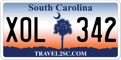SC license plate XOL342