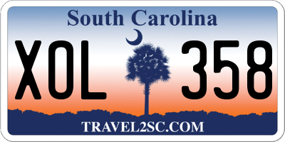 SC license plate XOL358