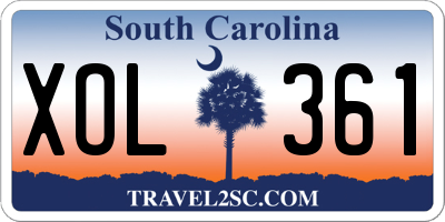 SC license plate XOL361