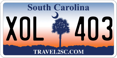 SC license plate XOL403