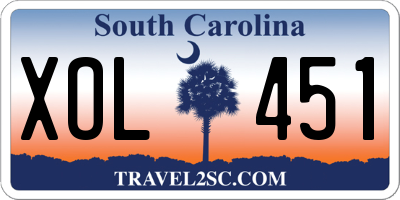 SC license plate XOL451