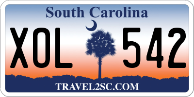 SC license plate XOL542