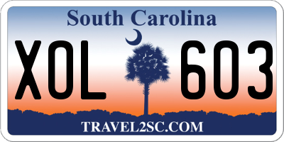 SC license plate XOL603