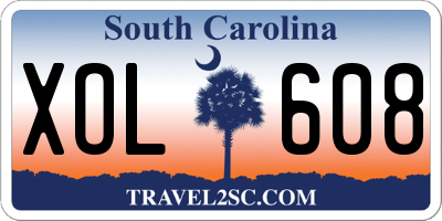 SC license plate XOL608