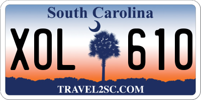 SC license plate XOL610