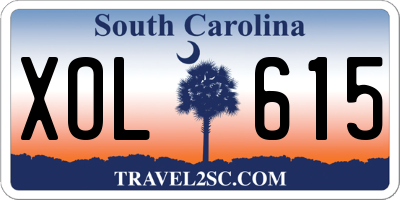SC license plate XOL615