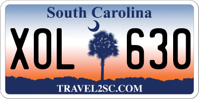 SC license plate XOL630