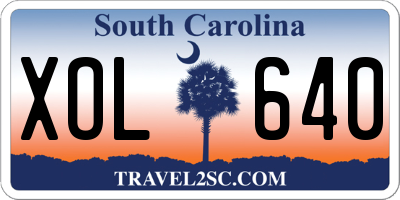 SC license plate XOL640