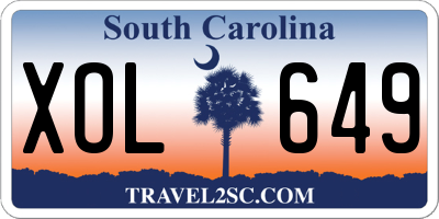 SC license plate XOL649