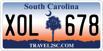 SC license plate XOL678