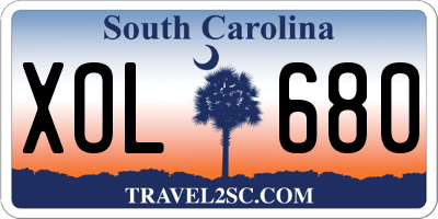 SC license plate XOL680