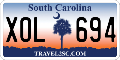 SC license plate XOL694
