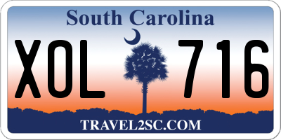 SC license plate XOL716