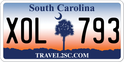 SC license plate XOL793