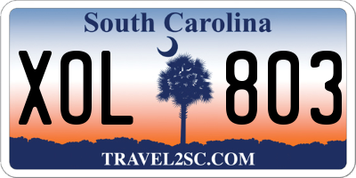 SC license plate XOL803
