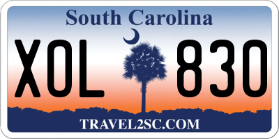 SC license plate XOL830