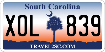 SC license plate XOL839