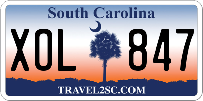SC license plate XOL847