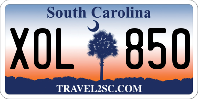 SC license plate XOL850