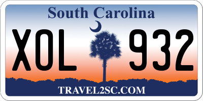 SC license plate XOL932