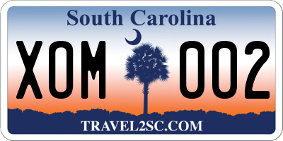 SC license plate XOM002