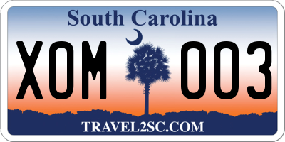 SC license plate XOM003