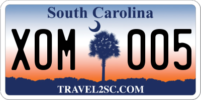 SC license plate XOM005