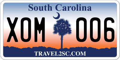 SC license plate XOM006