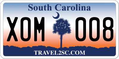 SC license plate XOM008