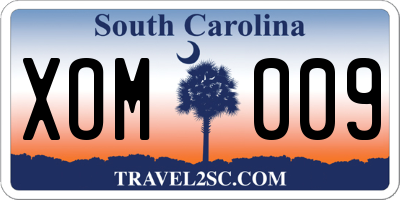 SC license plate XOM009