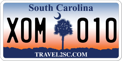 SC license plate XOM010