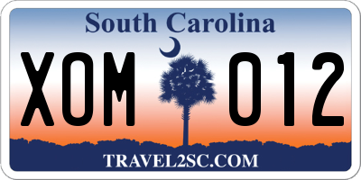 SC license plate XOM012