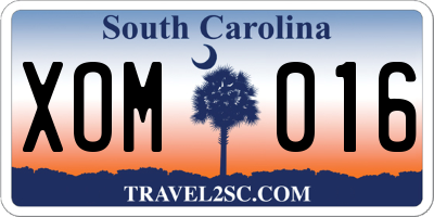 SC license plate XOM016
