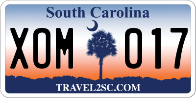 SC license plate XOM017