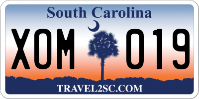 SC license plate XOM019