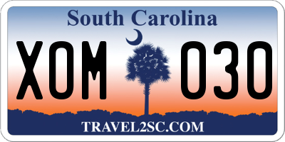 SC license plate XOM030