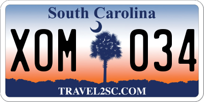 SC license plate XOM034