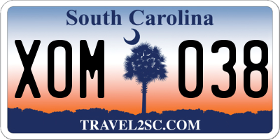 SC license plate XOM038